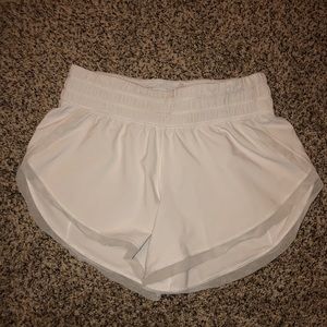 White LULULEMON overlap shorts - mesh detail
